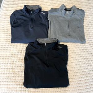 Lot of 3 golf quarter-zips (1/4 zip), all size large. 2 UNRL, 1 Under Armour.